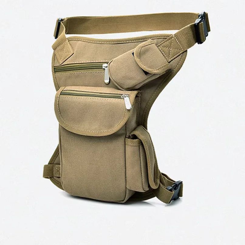 Men's Canvas Drop Leg & Waist Bag – Belt Fanny Pack for Cycling & Motorcycle