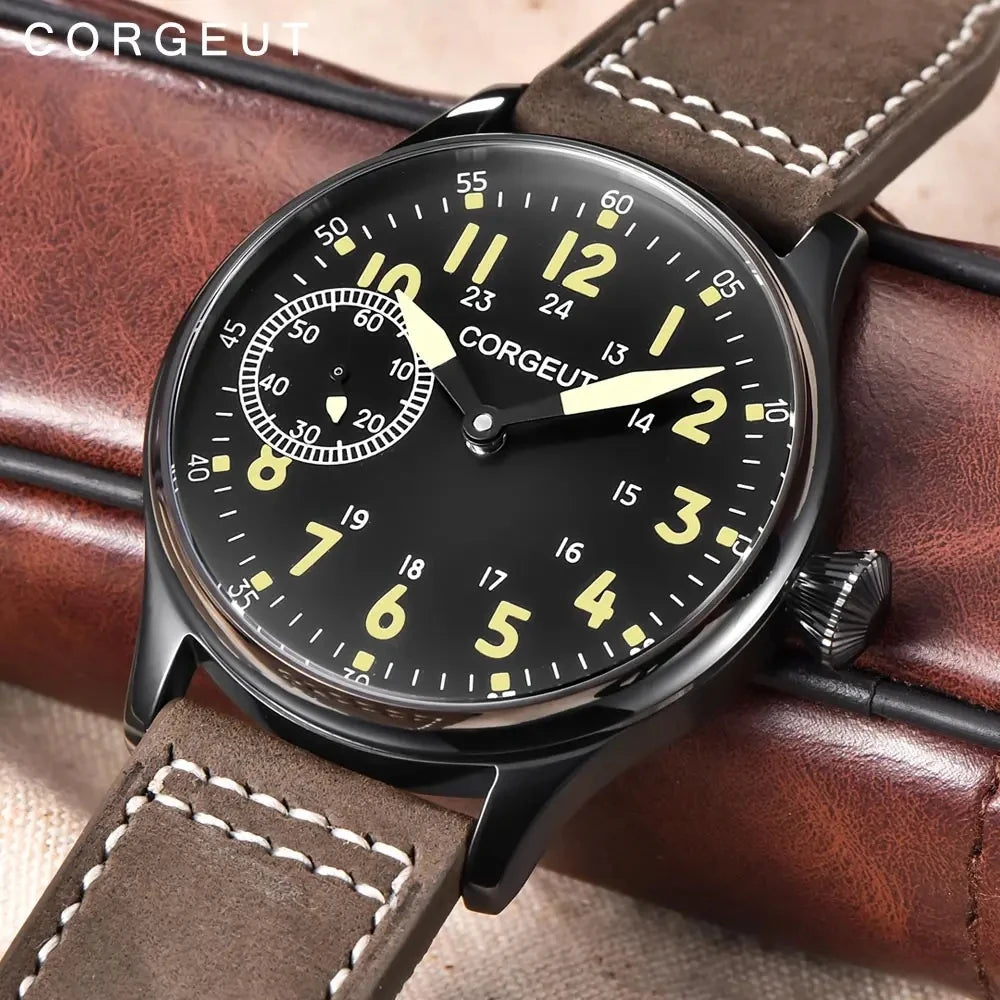 Corgeut 2002 Men's Hand-Wind Watch | Seagull 6497 | 17 Jewels | Leather Strap