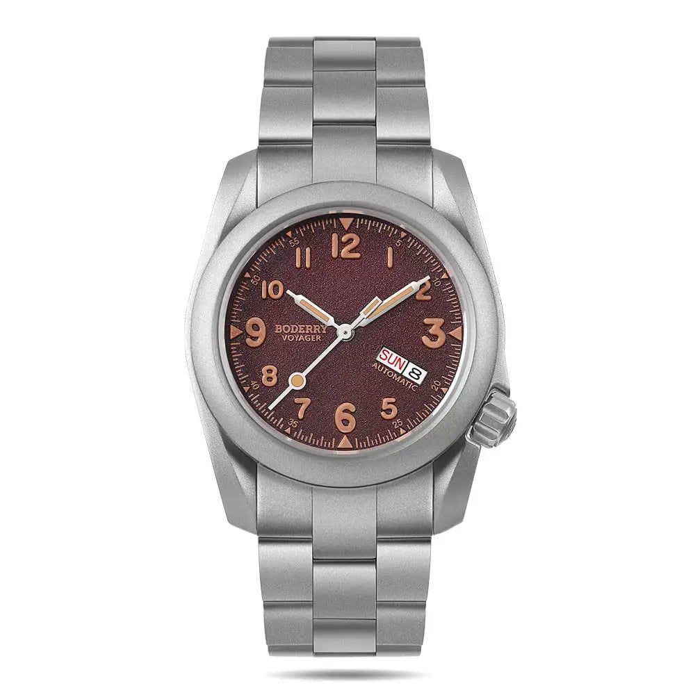 BODERRY Men Automatic Watch 40MM Pliot Titanium Mechanical Wristwatch 100m Waterproof Sapphire C3 Luminous Titanium Strap Sport