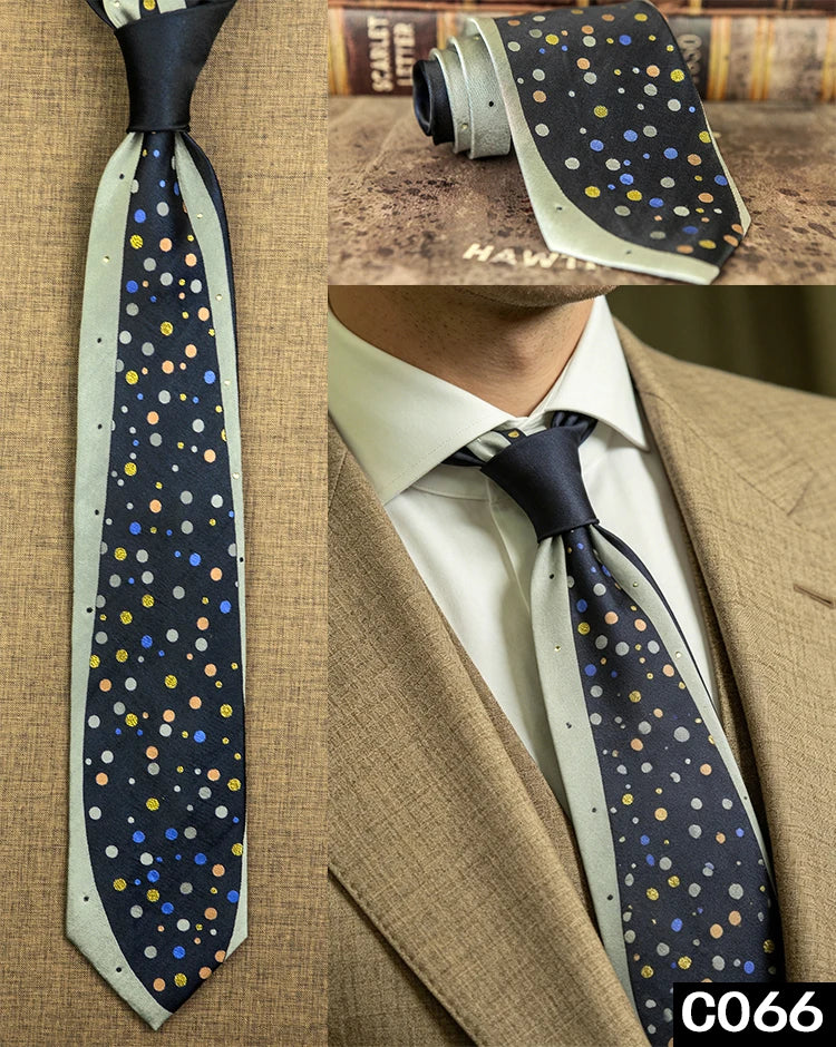 Men's Rhinestone Silk Jacquard Necktie – Paisley & Geometric | High-End