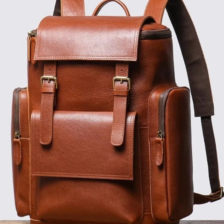 Little Black Cow Handmade Cowhide Leather Backpack – Vintage Travel & Laptop Bag