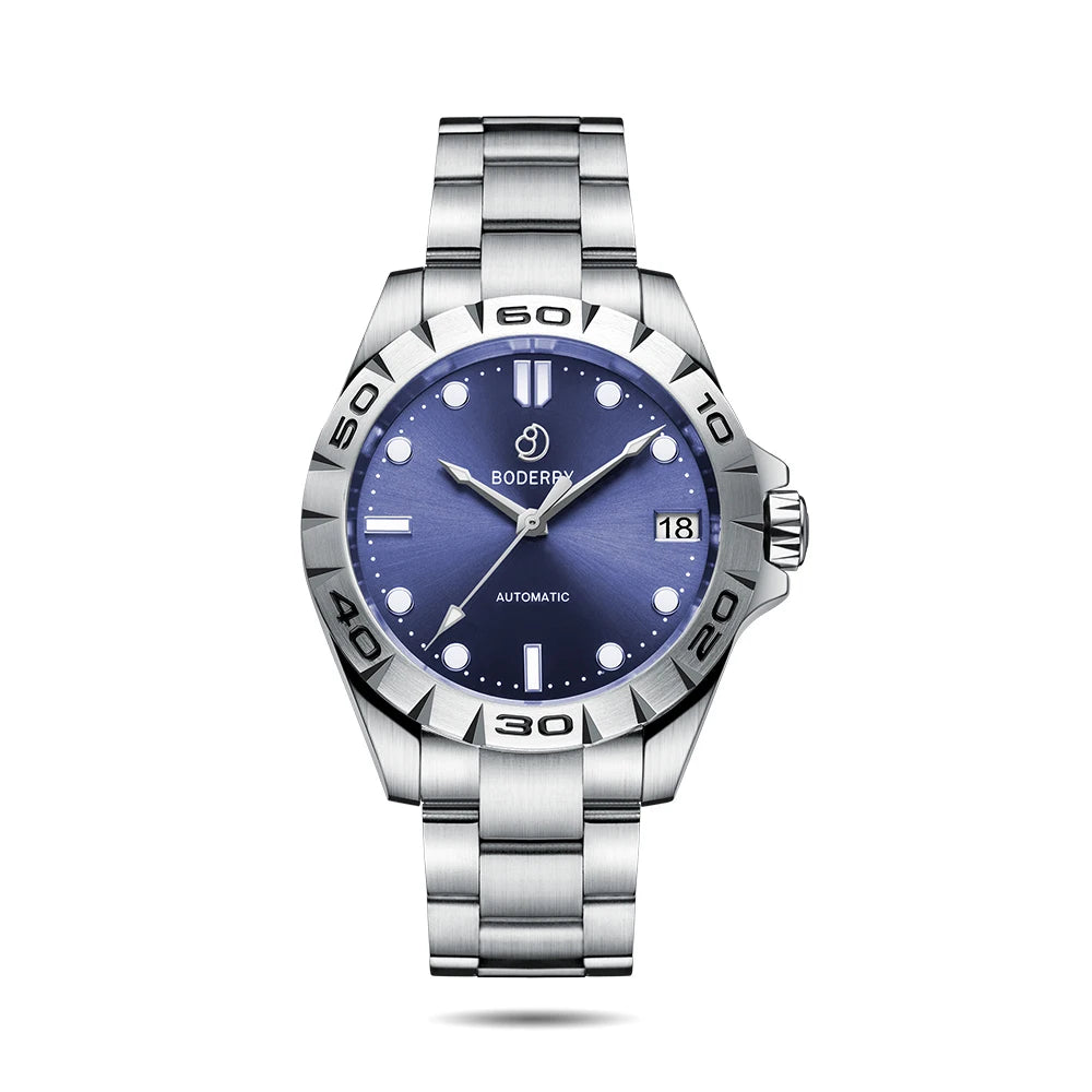 BODERRY Men Automatic Watch 41.5mm Military Mechanical Wristwatch 50m Waterproof Sapphire Mirror Luminous Hangzhou 7500