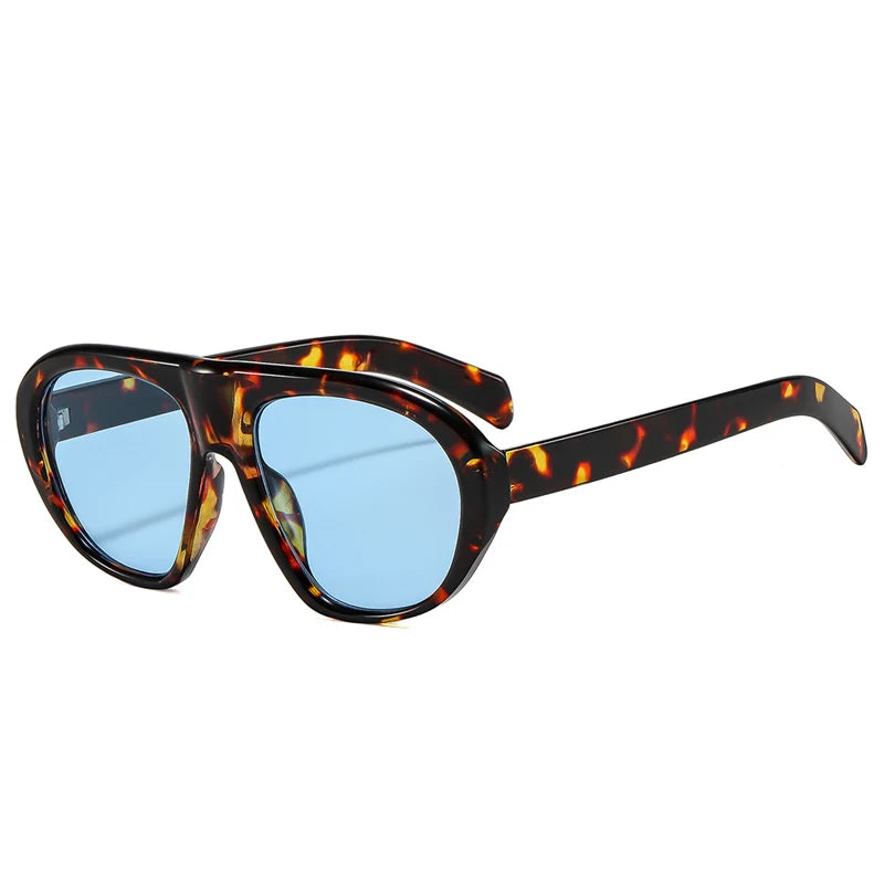 SO&EI Vintage Candy Color Pilot Men Sunglasses Fashion Women Outdoor Shades UV400 Punk Leopard Sun Glasses