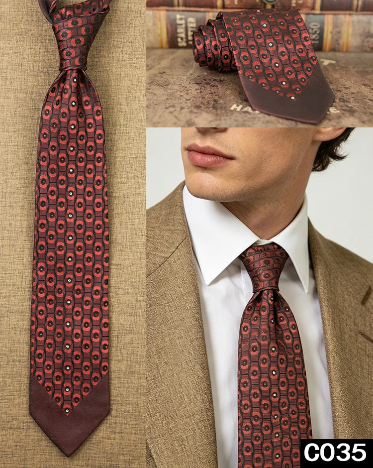 Men's Rhinestone Silk Jacquard Necktie – Paisley & Geometric | High-End
