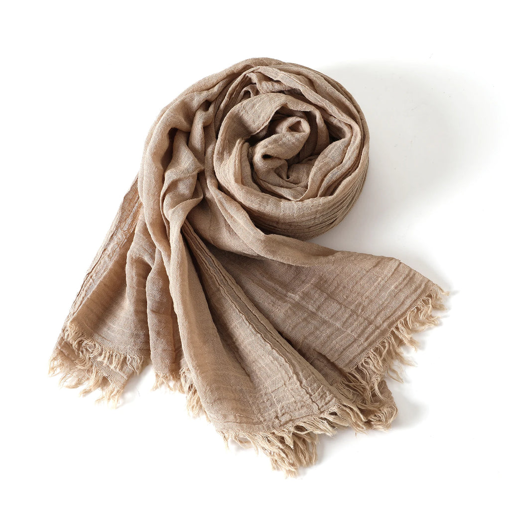 Unisex Cotton Linen Solid Scarf