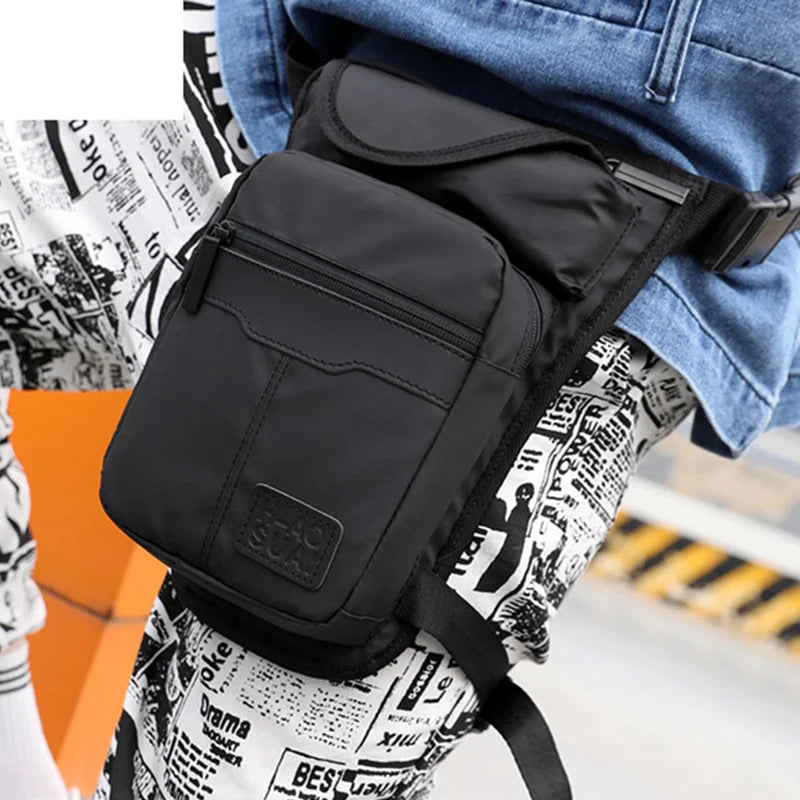 Men's Nylon Drop Leg Bag – Waterproof Motorcycle Thigh & Waist Pack
