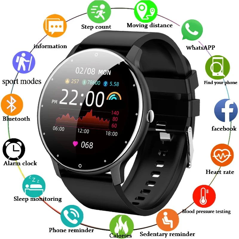 LIGE Smart Watch – 1.28" Round Display, Heart Rate, Blood Pressure, IP67