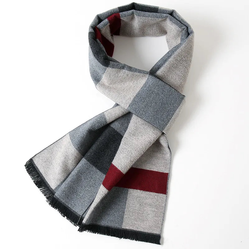 Men's Plaid Winter Scarf – Cashmere-Blend, 180cm, 14 Colourways