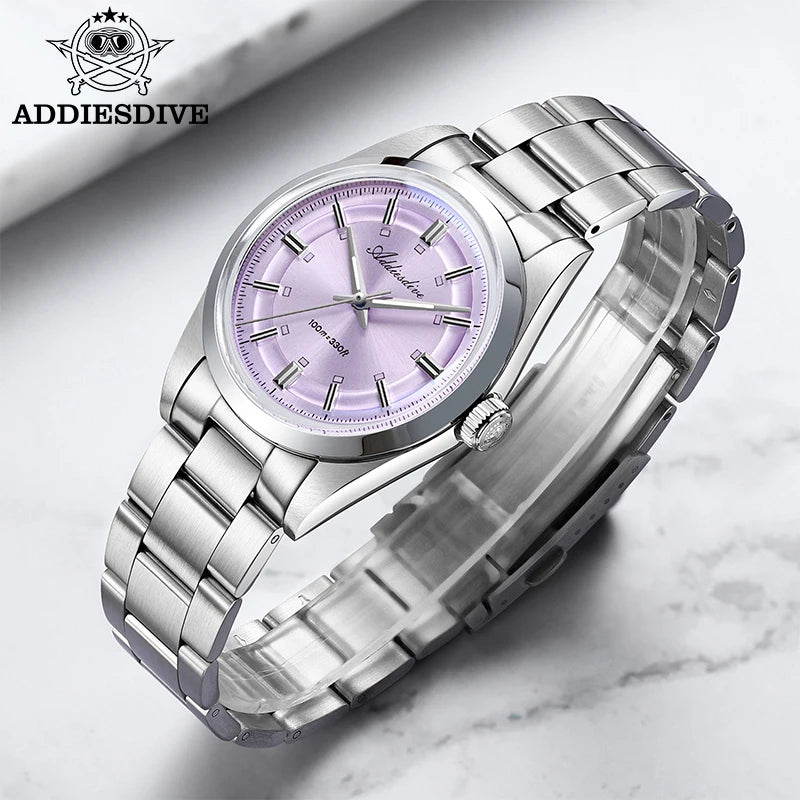 ADDIESDIVE AD2515 Quartz Watch – VH31, Bubble Glass, BGW9 Lume, 36mm, 100m Water Resistant