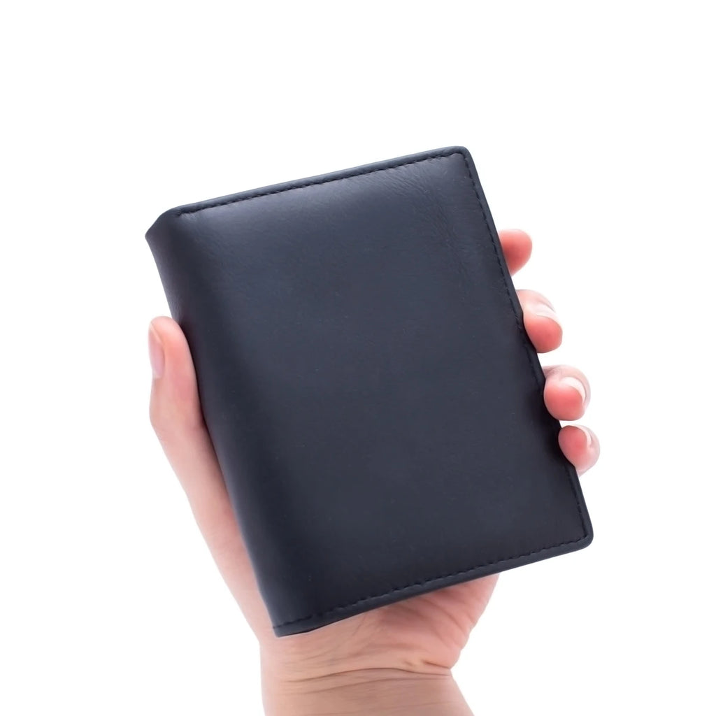 Men's Genuine Leather Zipper Wallet | RFID Blocking | Vertical Bifold