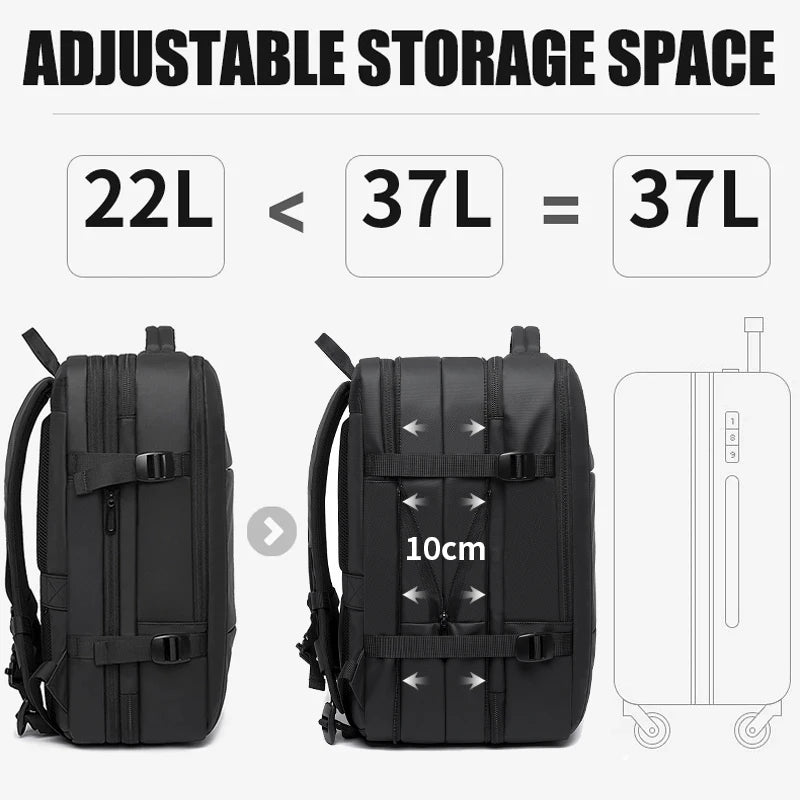 Bange BG-1908 Travel & Business Backpack – Expandable, USB, 17.3" Laptop, 37L/45L