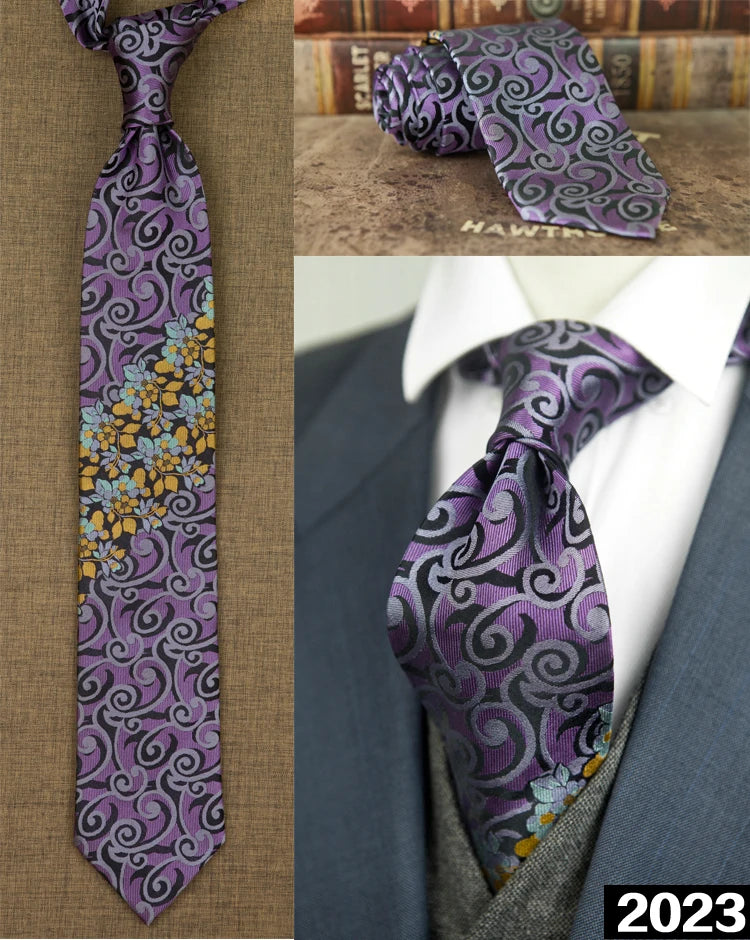 Men's 100% Silk Jacquard Necktie – Paisley, Abstract & Geometric Patterns