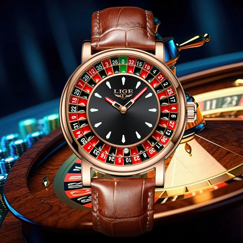 LIGE Chronograph Watch – Luminous Quartz with Leather Strap | Men's