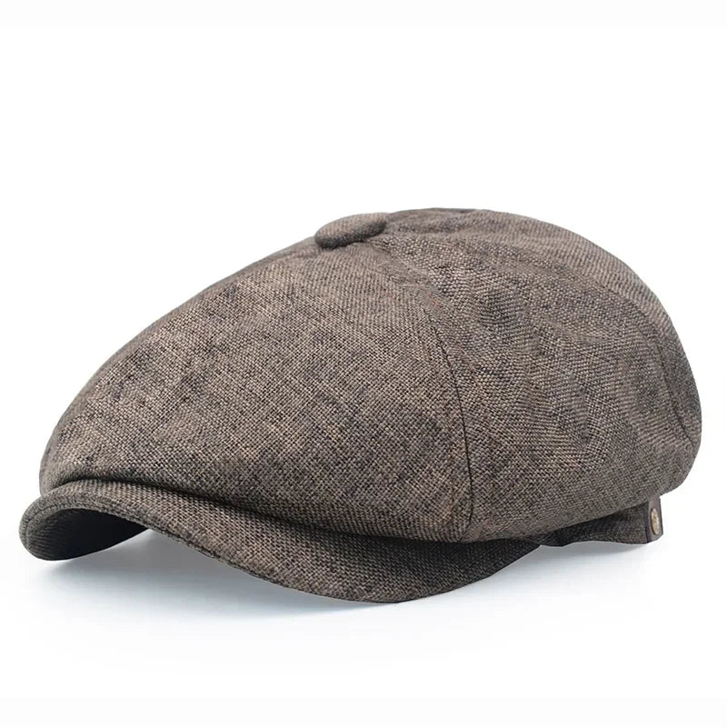 Men's Wool Newsboy Cap | Herringbone Flat Cap
