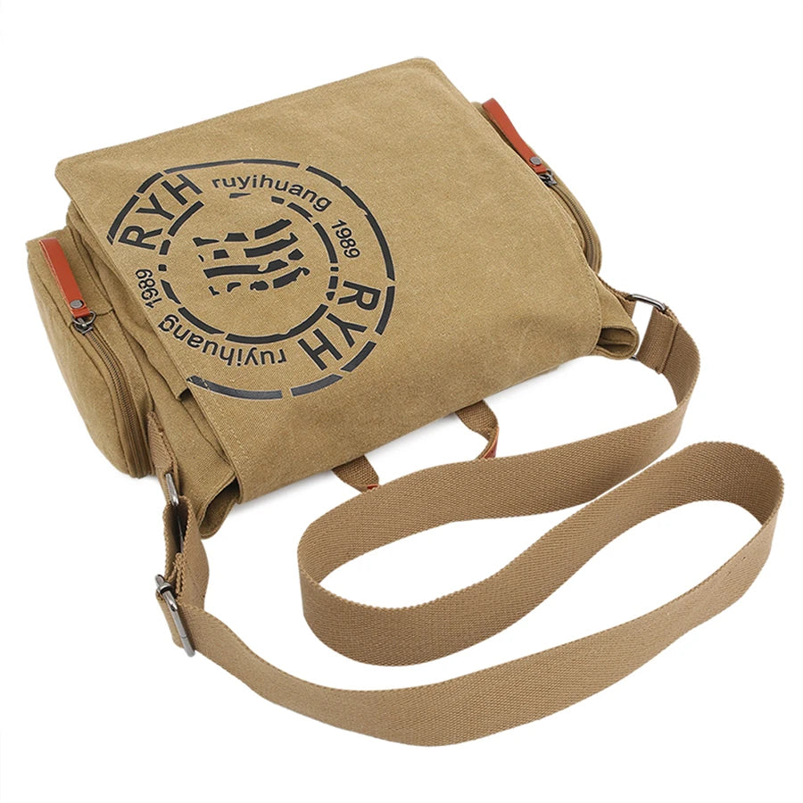 DIDA BEAR Canvas Messenger Bag | Large Capacity Travel & Weekend Briefcase