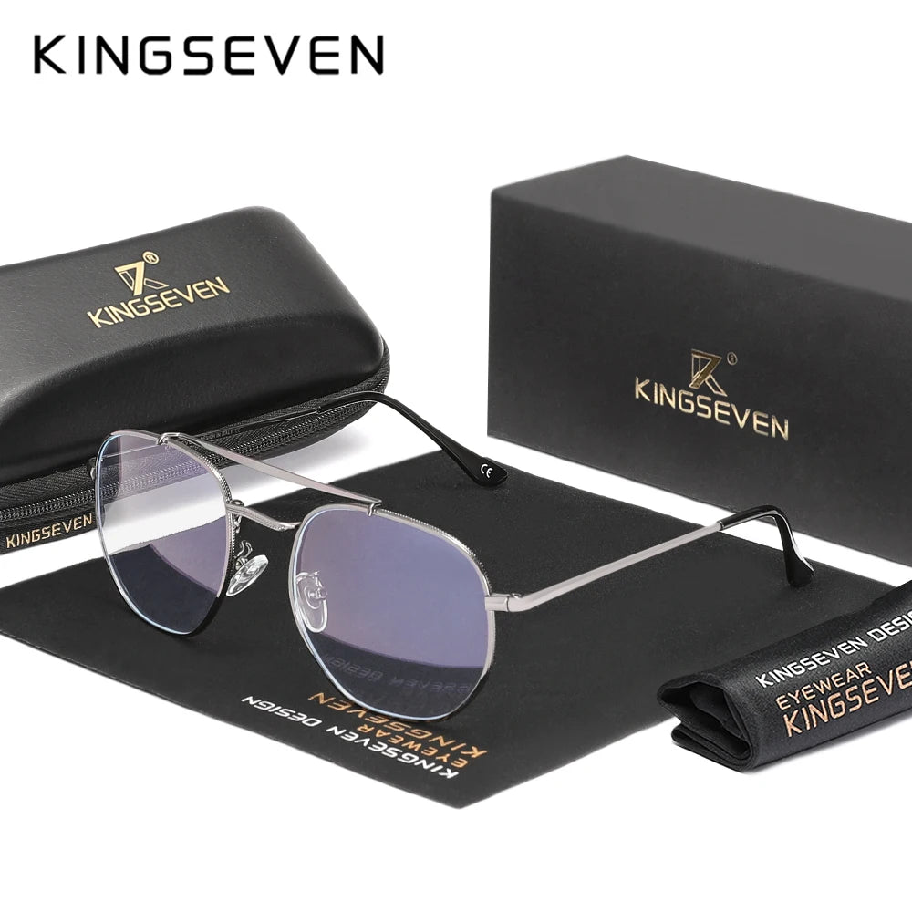 KINGSEVEN Round Blue Light Blocking Glasses | Alloy Frame