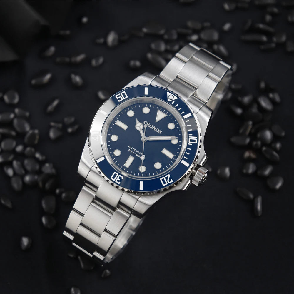 Cronos L6015 40mm Dive Watch – NH35, Ceramic Bezel, BGW9 Lume, 200m, Glidelock Clasp
