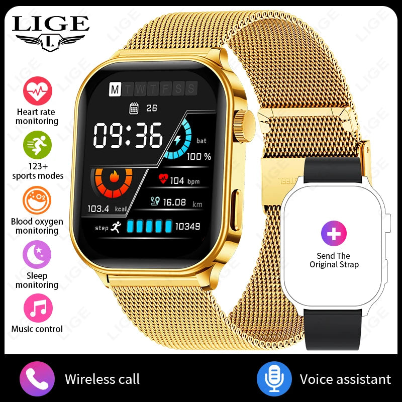 LIGE Smart Watch – 2.01" IPS Display, Bluetooth Calling, Heart Rate & Blood Oxygen