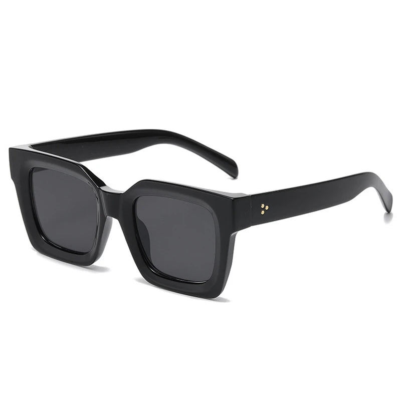 SO&EI Square Rivets Men Vintage Sunglasses Fashion Brand Designer Shades UV400 Women Gradient Sun Glasses