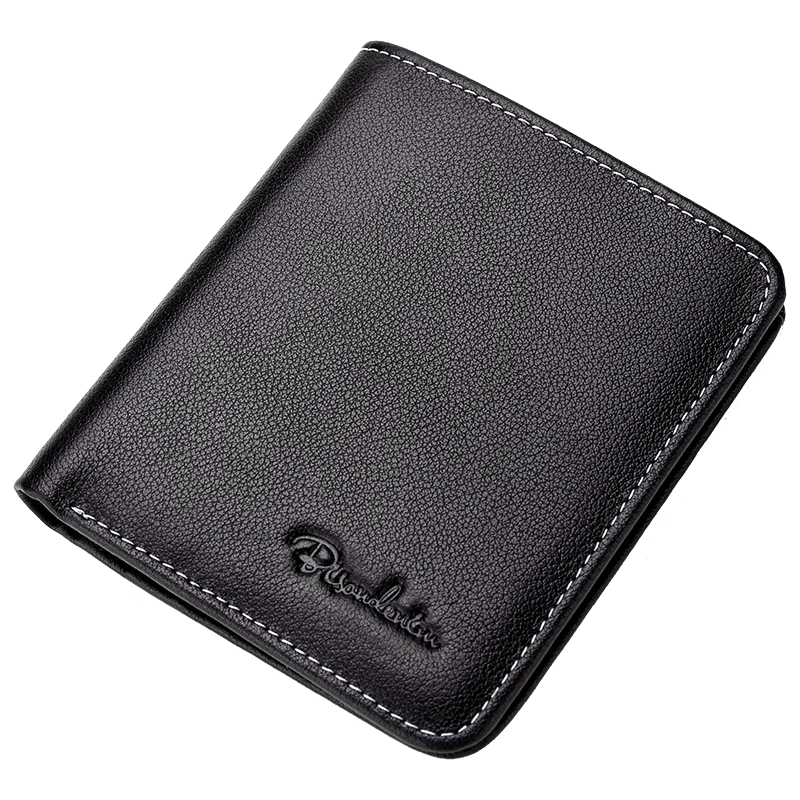 BISON DENIM Top-Layer Leather Slim Bifold Wallet