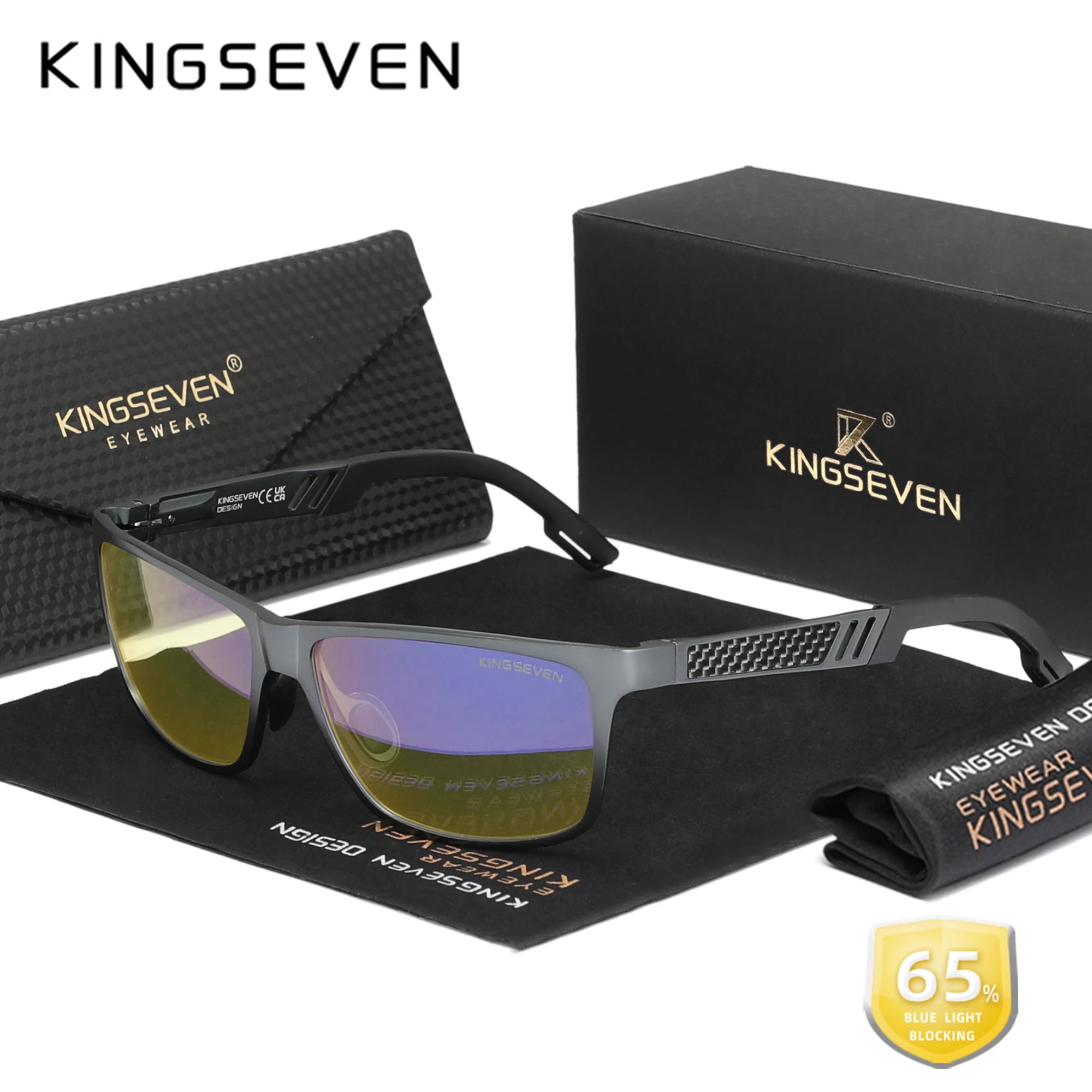 KINGSEVEN Blue Light Blocking Glasses Men/Women High Quality Aluminum Computer Anti-Blue Ray Reading Transparent Lens Eyeglasses