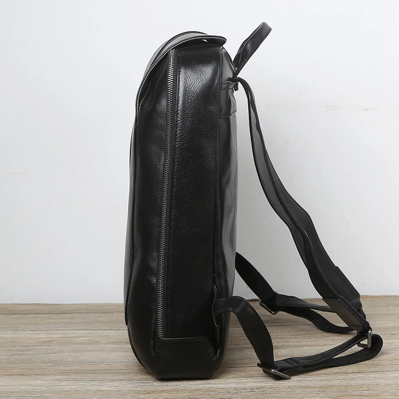 Men's Genuine Leather Backpack – Vintage Natural Cowhide, 15.6" Laptop & 13" Tablet, Handmade