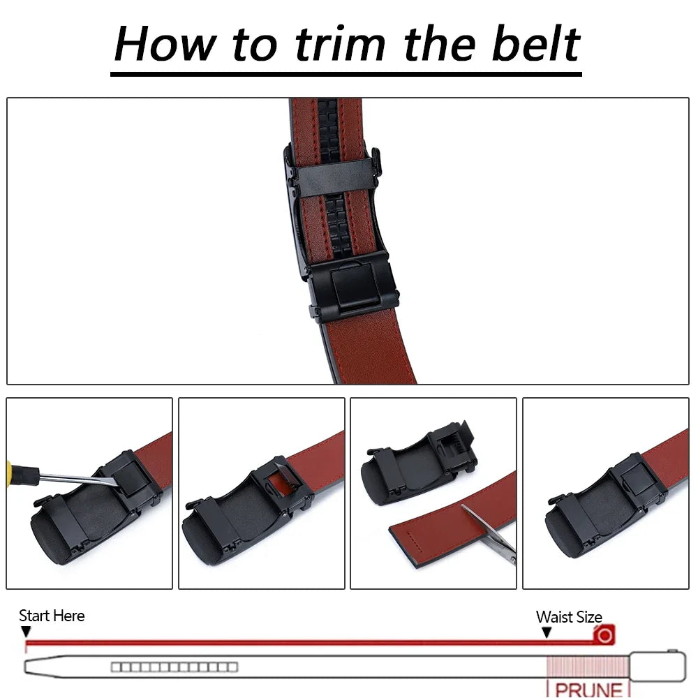 Unisex Leather Automatic Buckle Belt – 11 Colours, 3 Sizes