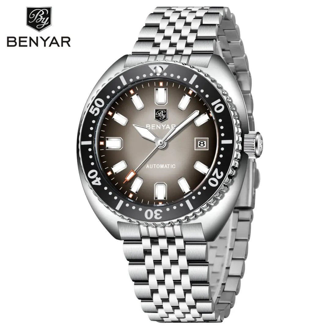 BENYAR BY-5211 Automatic Watch – Tonneau Case, Luminous Dial, Day Display, 50m Water Resistant