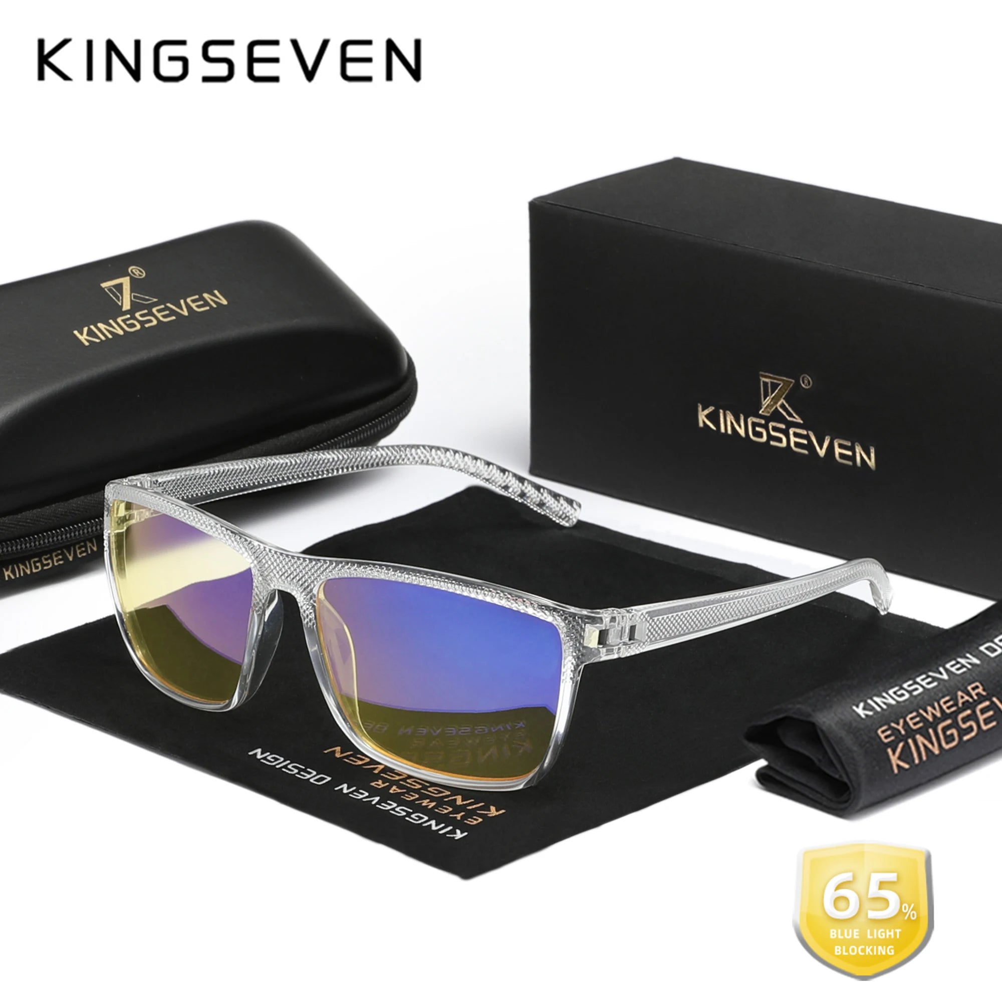 KINGSEVEN New Anti-Blue Ray Glasses Transparent Lens Eyeglasses Men Women Computer Blue Light Blocking Optical Reading Eyewear