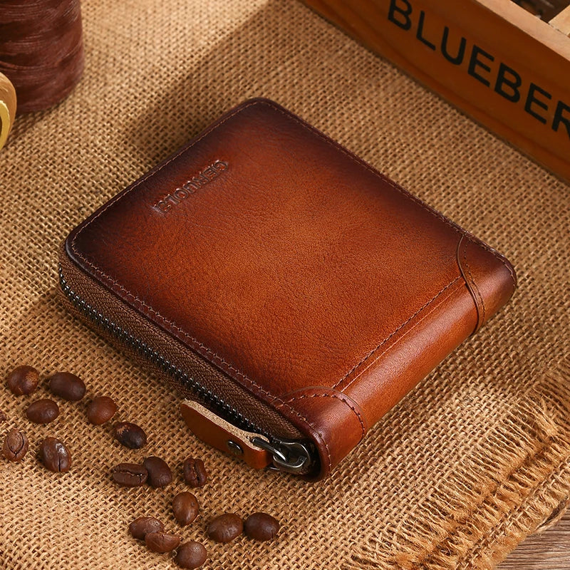 GERUOLA Genuine Leather Zip-Around Organiser Wallet