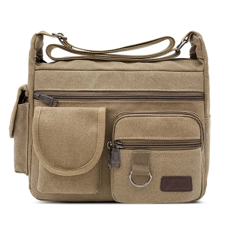 Men's Canvas Messenger Bag – Casual Crossbody & Shoulder Tote