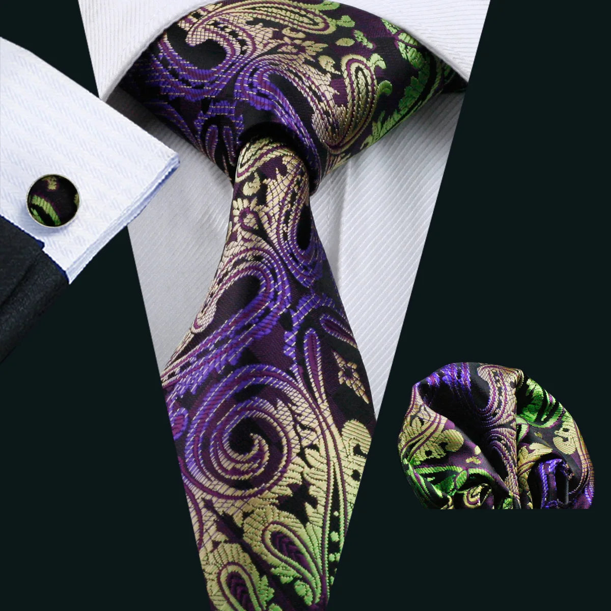 Men's Necktie, Pocket Square & Cufflinks Set – Floral & Novelty Prints