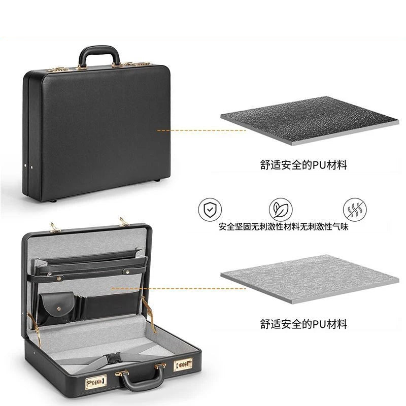 Large Format PU Leather Attaché Case | Multifunctional Document & Laptop Organiser