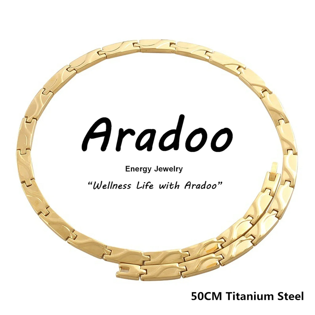 ARADOO Titanium Steel Men's Necklace Collar Simple Design Stainless Steel Magnetic Necklaces