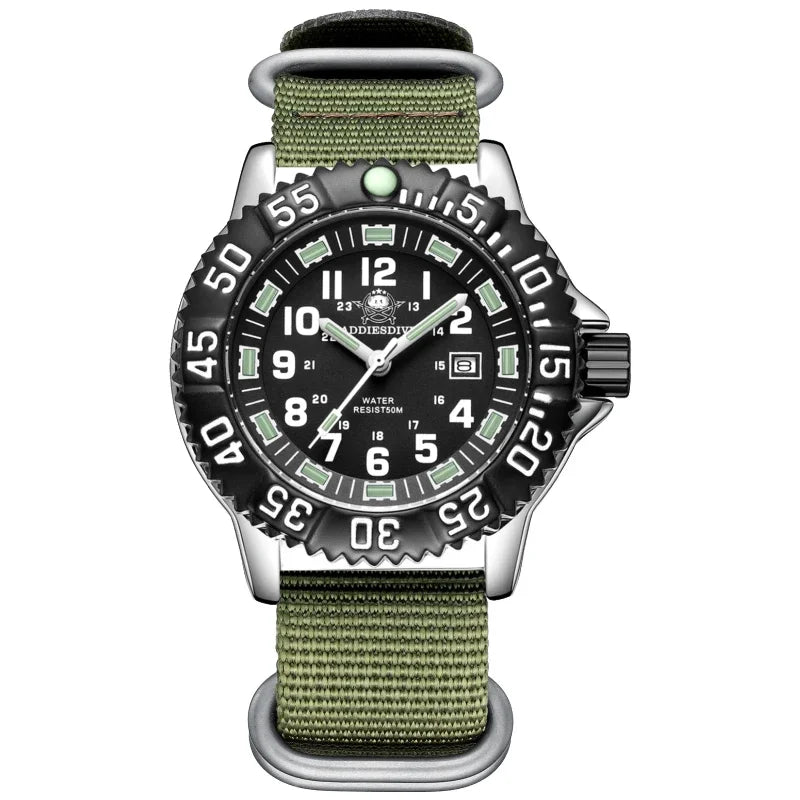 ADDIESDIVE MY-050S Sport Quartz Watch | Luminous | 50M Water Resistant | Nylon & Steel Strap