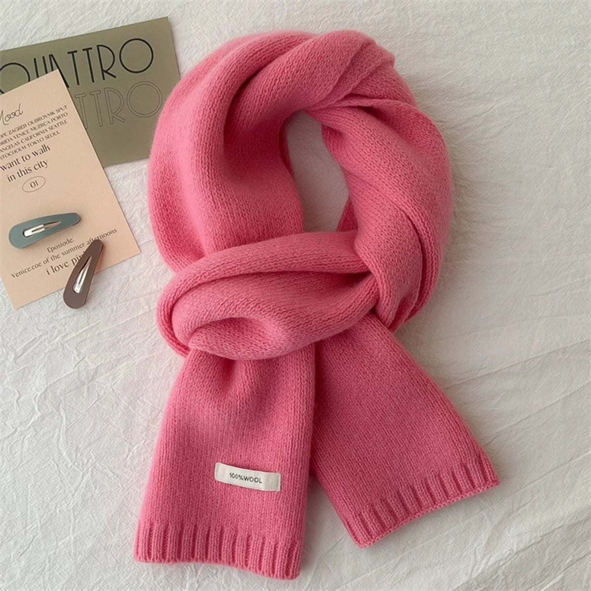 Wool Knit Long Scarf