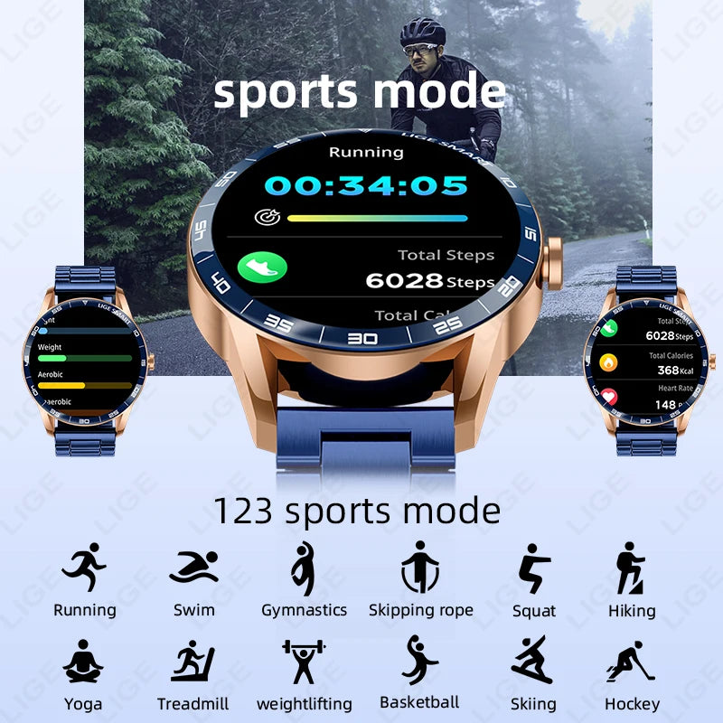LIGE Smart Watch – 1.38" Round Display, Bluetooth Calling, Voice Assistant, IP68