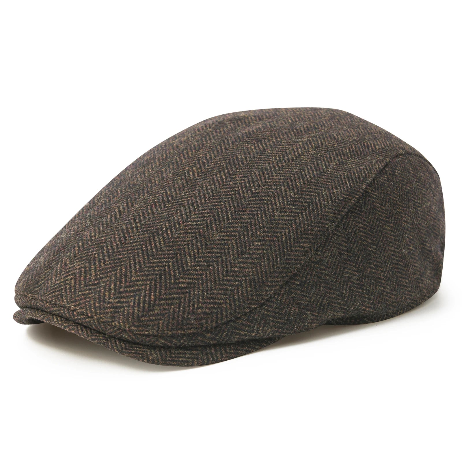 Men's Herringbone Flat Cap – Wool Blend