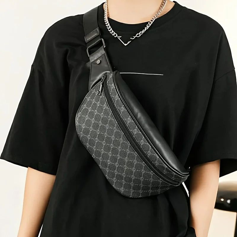 Men's PU Leather Chest & Sling Bag – Multifunction Crossbody & Waist Pack