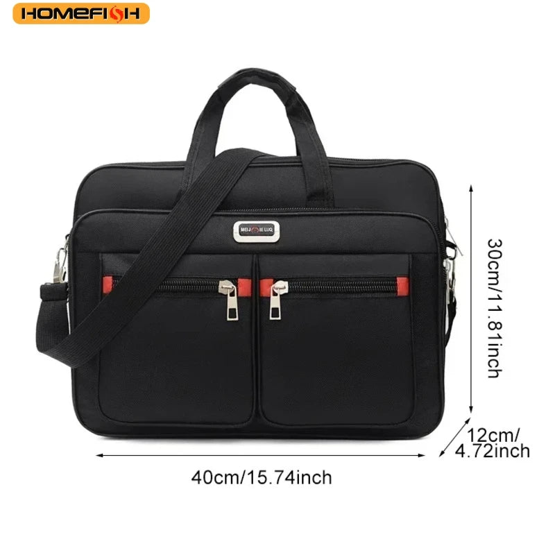 HOMEFISH Multi-pocket Portable Business Handbag for Men, Large Capacity Versatile Shoulder Briefcase for Daily Work & Casual Use