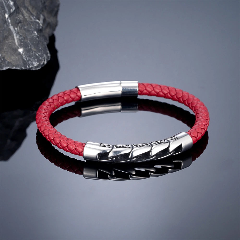 Men's Handmade Leather Anchor Bracelet – Braided Rope, Stainless Steel, Vintage Style
