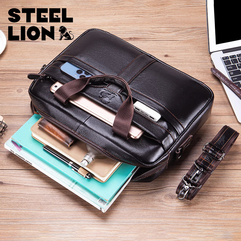 Steel Lion Genuine Leather Briefcase