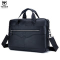 BULLCAPTAIN Genuine Leather Briefcase | 14" Laptop Shoulder & Messenger Bag