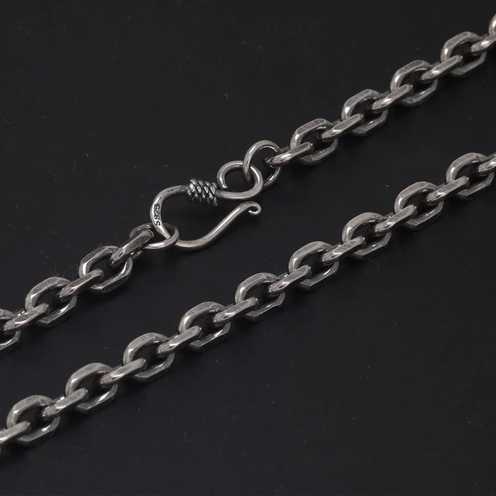 Real Pure 925 Sterling Silver 2.5 3 4 5mm Cable Link Chain Necklaces For Men And Women Vintage Viking Link Chain Punk Jewellery
