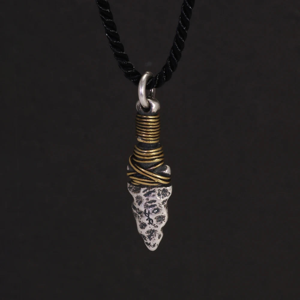 S925 Sterling Silver Viking Spearhead Pendant — Handcrafted Charm
