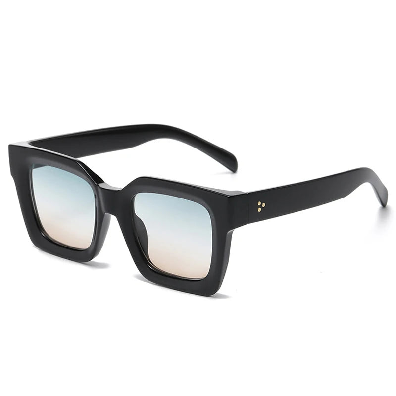 SO&EI Square Rivets Men Vintage Sunglasses Fashion Brand Designer Shades UV400 Women Gradient Sun Glasses
