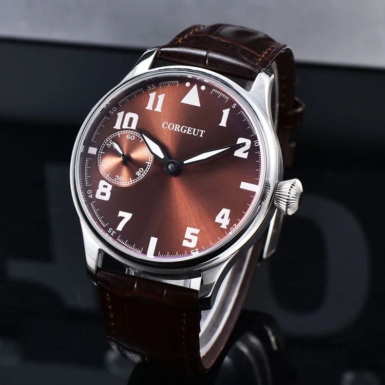 Corgeut 6023 Men's Hand-Wind Mechanical Watch | Seagull ST3600 | Leather Strap