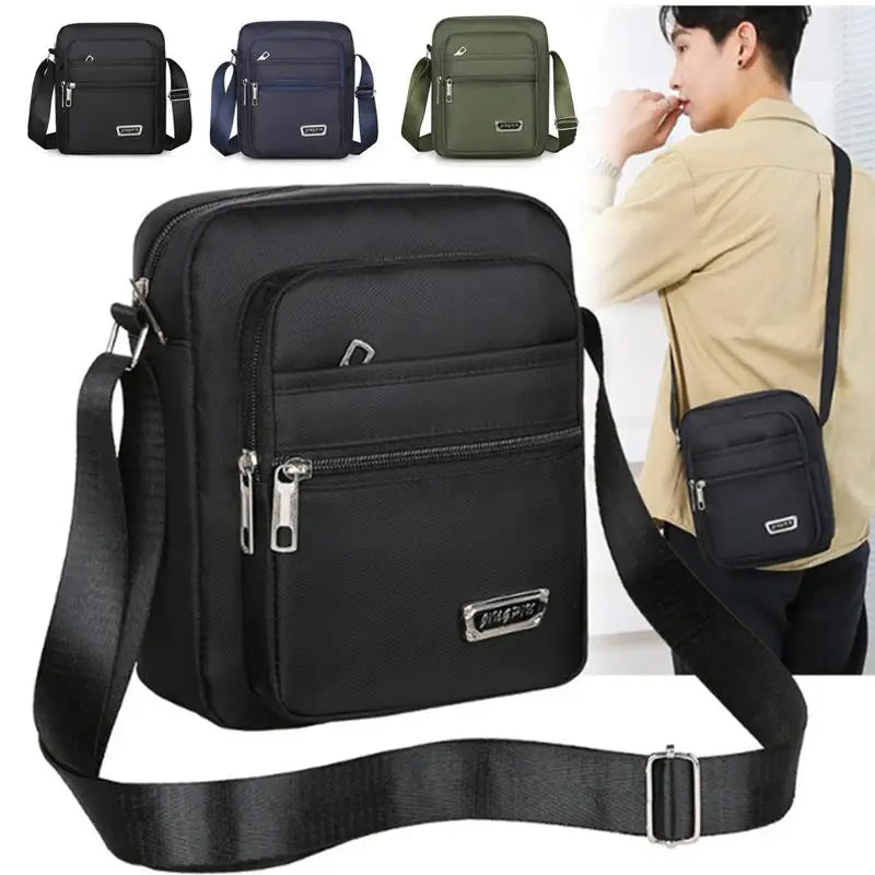 Men's Waterproof Nylon Bucket Crossbody Bag – Multi-Layer Shoulder & Business Bag