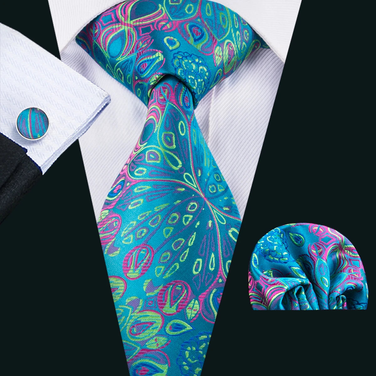 Men's Necktie, Pocket Square & Cufflinks Set – Floral & Novelty Prints