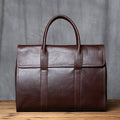 Men's Genuine Leather Briefcase – Magnetic Hasp Satchel, Trolley Sleeve, 14" Laptop